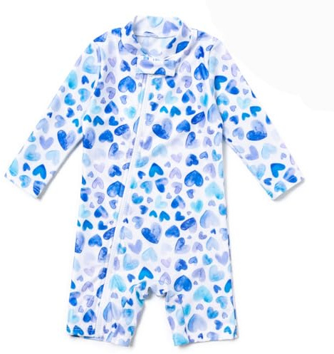 Mazuliso Bebé Niña Traje de Baño Tejidos Reciclados con Cremallera Larga UV una Pieza Manga Larga(BULiebe,74-80 CM)