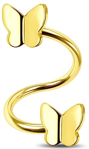 Jewseen Gedrehte Spiralohrringe, Schmetterlingsknorpel-Ohrringe, Edelstahl, Spirale, Hantel, Daith, Piercing, Schmuck, gedrehtes Lippen-Labret, Edelstahl