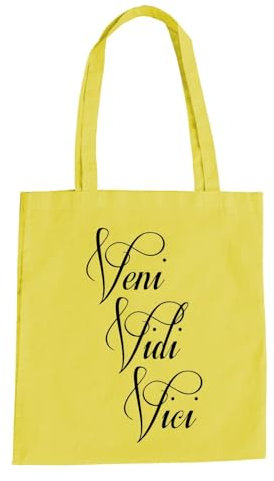 absenda Veni Vidi Vici Baumwolltasche - Ich Kam Sah Und Siegte Caesar Gaius Julius Gelb