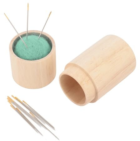 Nadelkissen, Multifunktionale Runde Nähnadel-Behälterbox, Kompakt, Abnehmbar, Sicher, aus Holz, Großes Fassungsvermögen, mit Sticknadeln Zum Stricken (Minzgrün)