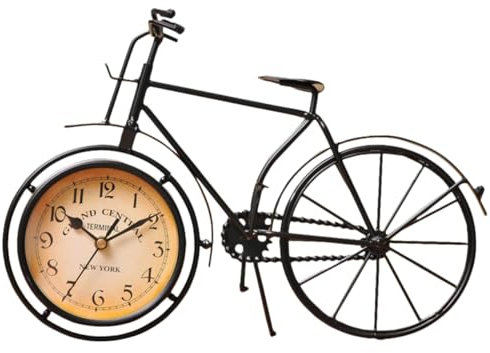 Alipis Vintage Fahrrad Tischuhr Metall Retro Design Ruhig Kreative Schreibtisch Deko Für Büro Schlafzimmer