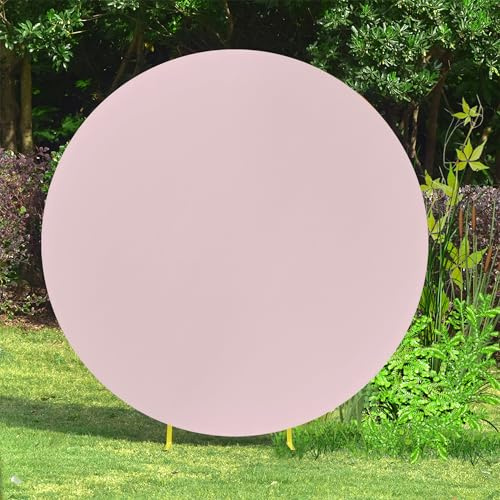 Trimming Shop Housse de toile de fond d'arche ronde rose bébé 220 cm (7,2 ft) ajustable en spandex résistant aux plis avec support d'arche circulaire pour décoration photographique mariage