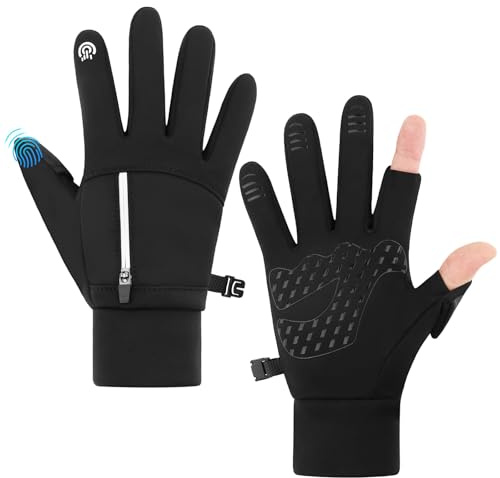 TOKIISHE Thermal Gloves for Men Women, Winter Cycling Gloves with Anti-Lost Buckle, Touchscreen Anti Slip Waterproof Gloves for Sport Running Walking Riding