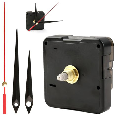 Uhrwerk für Wanduhr, Uhrwerke Zum Selbsteinbau mit Zeiger, Quarz Uhrenwerk Lautlos, Wanduhr Quarzwerk mit 16mm Schaft, Geräuschloses Uhrwerk, Inklusive Kompletten Uhrzeigern, Ideal für Reparaturen