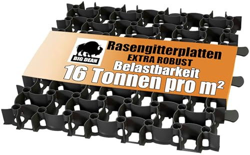 BigDean 20 Rasengitter Kunststoff 5 m² bis 16 t/m² belastbar & befahrbar | Paddockplatten in schwarz, Maße pro Platte 50 x 50 x 4 cm - mit bis zu 16 Tonnen befahrbar