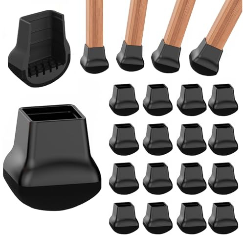 COEWUR 16 PCS Chair Leg Floor Protectors Square, Extra Small Chair Leg Caps for Tilted Legs(0°-45°), Black Hardwood Floor Protectors with Wrapped Felt, Noise Reduction, Scratch Prevention