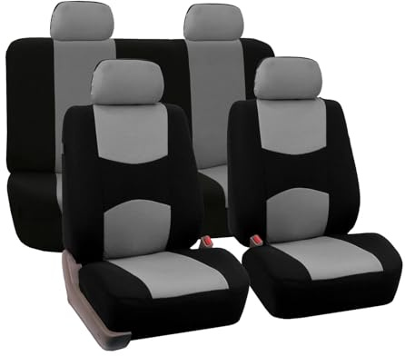 MeKnMoney Auto Sitzbezüge Set FüR FIAT Panda 2003-2026/Fiat Panda 4x4 2004-2026, 9 Stück Auto Vordersitze Sitzbezüge Sitzbezug Innenraum Schonbezüge,B/Black Grey