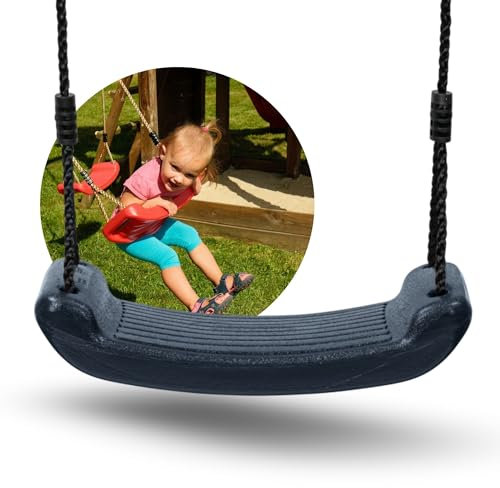Spielturmking® Schaukel Garten Leonie - Kinderschaukel Outdoor Indoor - Schaukelsitz Kunststoff Schaukelbrett für Kinder zum Schaukeln - Brettschaukel - Höhenverstellbar - rutschfest (Anthrazit)