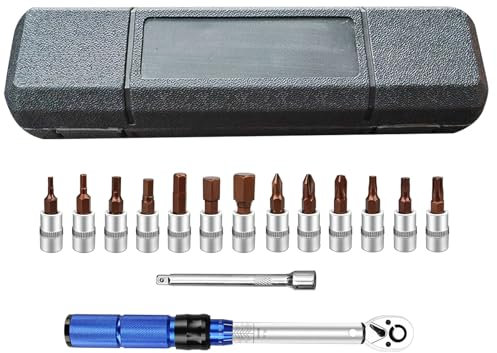Pzuryhg CRV Torque Wrench for Bike, Adjustable Bike Repair Tool Kit, Socket Torque Tool Set, Includes Extension Bar, Fits Most Screws, Ideal for Motorcycle, Road & Travel Use