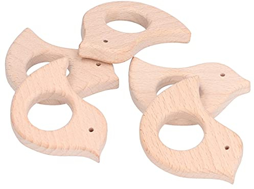 LUCKDANO Holzzähte für Babys für Babys, Herzzähne Holz Teether Holz Zahler Spielzeug Vogel Form Teether Toy