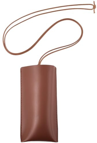 CREATCABIN Caja de Gafas de Sol de Cuero Caja de Gafas portátil Soporte de Gafas de Viaje Ultrafino Bolsa de Almacenamiento de Cubierta Ligero y Suave con Correa para el Cuello para Mujeres 16.4x8cm