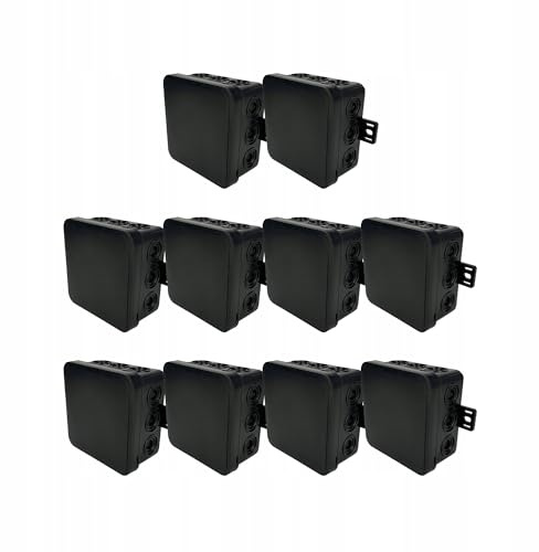 EDO Lot de 10 Boîtes de Dérivation IP54 Hermétiques 75x75x41 mm Noires | 12 Entrées – Flexibles et Sans Halogène – Boîtes de Jonction avec Sorties et Fermeture à Clip Int./Ext.