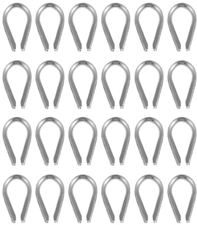 LIFKOME 24 Piezas Dedales de Acero Inoxidable para Cable Anillo Triangular de Protección para Cuerda de Escalada Rigging Thimble Resistente para Montañismo