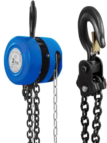 MIIWWOWO 2T Manual Chain Hoist 9.51ft Hight Lift - Lever Hoist with 3m Chain - Heavy Duty 4400lbs Capacity - Hand Pulley Block for Construction & Workshop - Blue (2 T/2000 kg/4400 lbs)