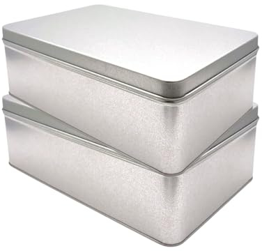 Aucomptoirdesboites Lot de 2 Boîtes à sucre en fer blanc revêtement alimentaire 19 x 12 x 6.5 cm - boîte rectangulaire métal neutre - conservation sucre café thé - décoration cuisine vintage (2)