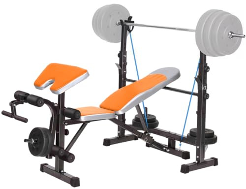 Hantelbank mit Curlpult, und Beincurler Multifunktion Hantelbank verstellbar klappbar Bankdrücken Weight Bench Schrägbank