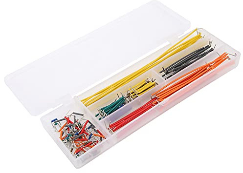 Cryfokt Kit de Fils de Connexion Assortis pour Planche à Pain, 140 Pièces, avec Boîte de Rangement en Plastique pour Composants électroniques, Fils de Planche à Pain sans Soudure en Forme de U
