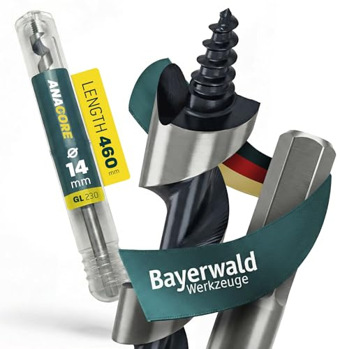 Profi Schlangenbohrer Holz Ø 14 mm - Nutzlänge 390 mm - 6kant – Bayerwald Holzbohrer Werkzeugstahl tiefe Bohrungen Weich-/Hartholz – präzise Schneidengeometrie saubere, ausrissfreie Bohrlöcher