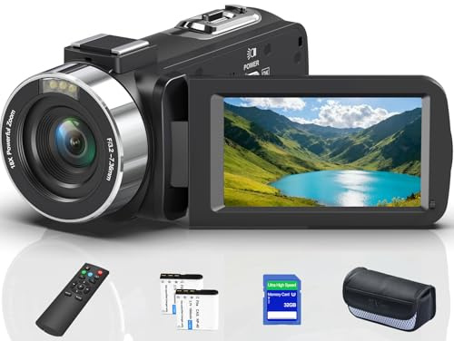 OLESIT Videocamera digitale 8K 64MP 18X Videocamera per YouTube 3 pollici Flip Screen Videocamera Vlogging con scheda SD da 32 GB, telecomando 2.4G, due batterie