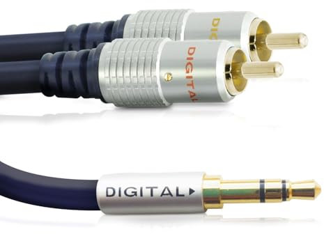 CableMountain 1m RCA to 3.5mm Cable - Phono to Mini Headphone Jack - Gold Plated Male-to-Male Phono to 3.5mm Jack Cable for Turntable, TV and Speakers
