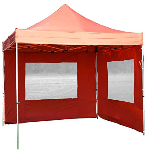 Nexos PROFI Faltpavillon Partyzelt Pavillon 3x3 m mit 2 Seitenteilen - hochwertige Ausführung - wasserdichtes Dach mit PVC-coating - 270 g/m² incl. Tragetasche und Zubehör – Farbe: terracotta