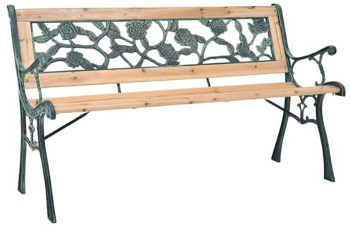 vidaXL Banco de Jardín con Respaldo Diseño de Rosal Asiento de Exterior Patio