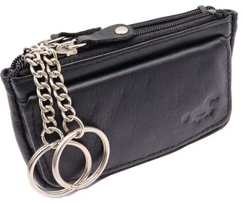 Safekeepers Key Bag - Key Case, Coin Purse, 2 Zip Compartments, Key Pocket - Made of Genuine Leather