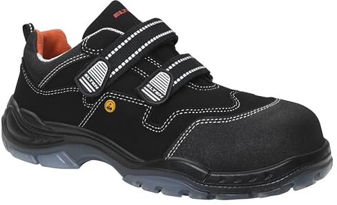 ELTEN Unisex Elten Veiligheidsschoenen S3, heren, spordjup, ljus, svart, plast neus, klittenbandslui säkerhetshalvsko Sid ESD S3 storlek 44, svart, 44 EU