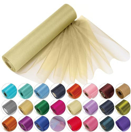 Trimming Shop Organza-Rolle, schneedurchsichtig, 25 m x 29 cm große Organza-Rolle für Stuhlschärpe, Tischläufer, Weihnachtsfeier, Hochzeitsdekoration, Bastelprojekte, elfenbeinfarben