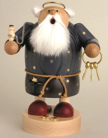 Rudolphs Schatzkiste Räuchermann Petrus mit Himmelschlüssel BxTxH= 13x10x19cm NEU Rauchen Rauchfigur Rauchmann Räucherfigur Räucherkerze Smoker Kerze Figur Mann Holz Seiffen Erzgebirge Holz Schnee