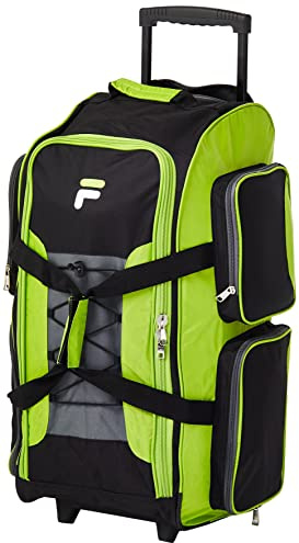 FILA Unisex Leichte Reisetasche mit Rollen, 66 cm Sportsack, Neon Lime
