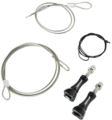 Mantona Sicherungsleinen Set (Edelstahl 40-100 cm, für Action Cams wie GoPro Hero 11 10 9 8 7 6 5 4 3+ Sicherheitsleine Universal, für viele Aktionkameras) schwarz/silber