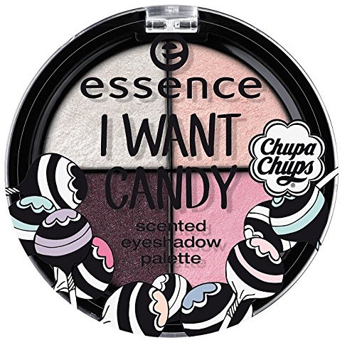 ESSENCE I Want Candy Eyeshadow Palette N. 01 I don' t care, i Lolly. Contenuto: 3,2 G Ombretto in 4 colori trendy per strahlend bella occhi con Chupa Chups Strawberry Scent.