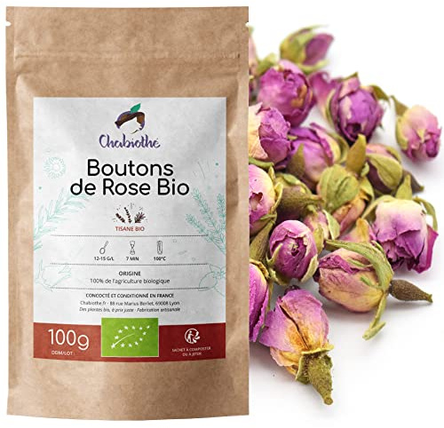 Chabiothé - Boutons de fleurs de Roses entières Bio 100g - parfum délicieux