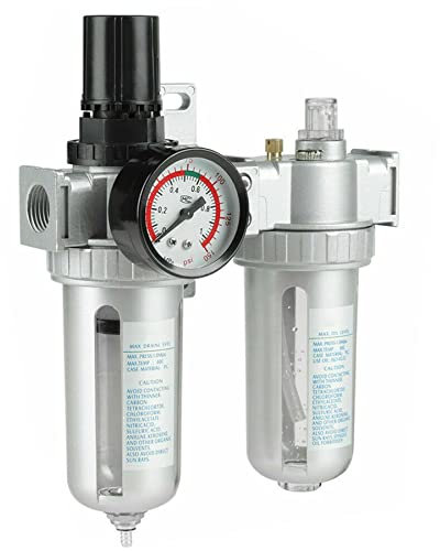 Dapetz ® 1/4 Air Filter Regulator Compressor Moisture Trap Oil Water Lubricator Filter Water Separator Trap Tools Pressure Reducer Pneumatic Components Gas Processor Quick Connector