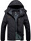GEMYSE Herren Wasserdichte Berg-Skijacke Winddichte Fleece Outdoor-Winterjacke mit Kapuze (Pures Schwarz,M)