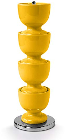 Zeal Stack and Store Egg Cups/Holders, Set of 4 with Chrome Storage and Carry Stand, Melamine, Mustard