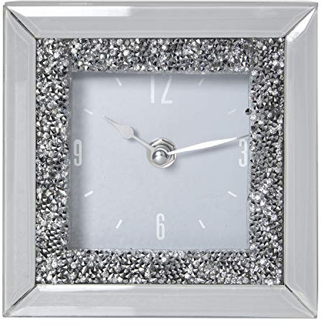 DRW Orologio da tavolo quadrato in vetro e lucido bianco 14 x 5 x 14 cm