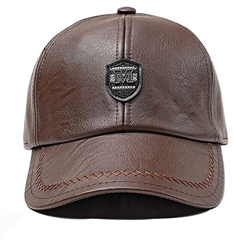 QICHEN Unisex PU Leder Baseballmütze Winter Ohrenschutz Basecap Kappe
