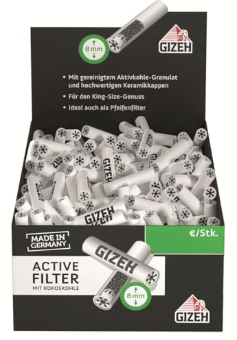1 Box GIZEH Active Filter 8 mm Durchmesser, Aktivkohlefilter in der 200er-Box