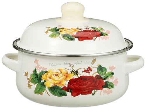 BESTonZON Olla De Sopa De Porcelana De Diseño Vintage Para Cocinar Fideos Sopa y Guisos Compatible Estufas De Gas y Eléctricas Resistente y Duradera Para Reuniones y Fiestas