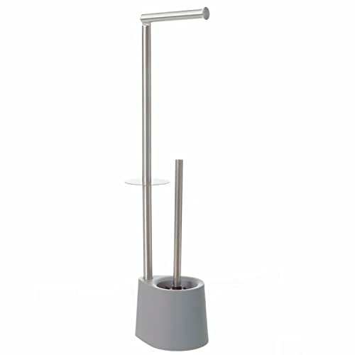 TIENDA EURASIA - Escobillero y Portarrollo para Baño, Portarrollos y Escobillero de Acero Inoxidable y Plástico, Tamaño 16 x 13 x 65 cm
