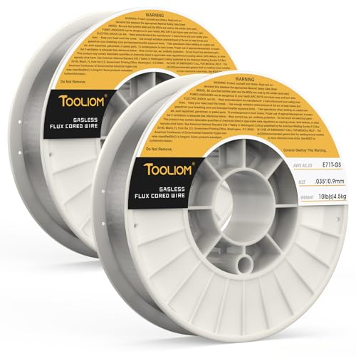 TOOLIOM E71T-GS 0,88,9 cm Durchmesser 4,5 kg Spule Flux Core Selbstgeschirmter MIG-Schweißdraht für Kohlenstoffstahl 2 Stück
