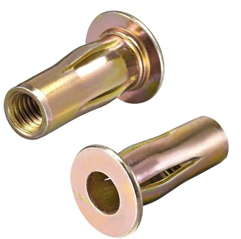 TA-VIGOR 25Pcs Multi-Grip Rivet-Nut, M8 x 30.5mm Pre-Bulbed Shank Flat Head Threaded Insert Nut, Carbon Steel Color-Zinc-Plated M8 Heavy Duty Nutsert Fasteners for Industrial