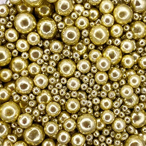 Scrumptious - Pearls Mix - 30g Edible High Shine Gold Sprinkles - Mixed Size Gold Balls for Cake Decorating - Parties, Baby Shower & Wedding Cake Decorations