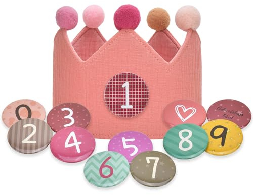 DealKits Geburtstagskrone Musselin mit Zahlen mit Button Zahlen von 1-9