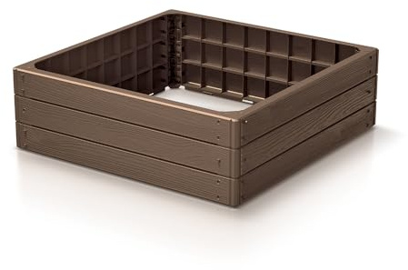 Garden Raised Grow Beds -STRONG- Rectangle Square Hex Vegetable Herb BOX Planter Trough (Brown, Square 75cm x 75cm)