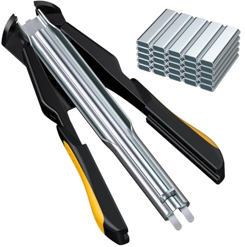 Kamtop Agrafeuse Automatique de Clôture Distributeur Automatique de Clous Pince à Anneau de Porc Grande Ouverture avec 2500 Clous Clouage Rapide Économie de Main-d'oeuvre pour Cages Coussins Grillages