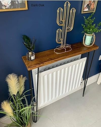 Urban Reclamation Buttermere Rustic Console Table with Hairpin Legs | Reclaimed Scaffold Board Hallway Table | Handmade Radiator Cover Made from Solid Wood (Dark Oak, 140cm)