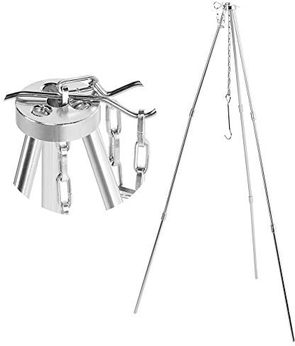 Treppiede da Campeggio per Esterni, Attrezzatura per Grill, Griglie da Campeggio, Treppiede Ad Altezza Regolabile, Fuoco, falò, Supporto per Griglia per Campeggio, Picnic,